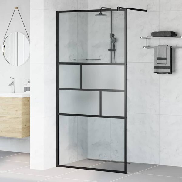 vidaXL Walk-in Dusjvegg Svart 80 x 195 x 0.5 cm Glass og Aluminium