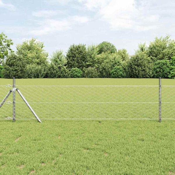 vidaXL Gjerdep&aring;le s&oslash;lv 25 x 0,6 m (50 mm mesh) St&aring;l