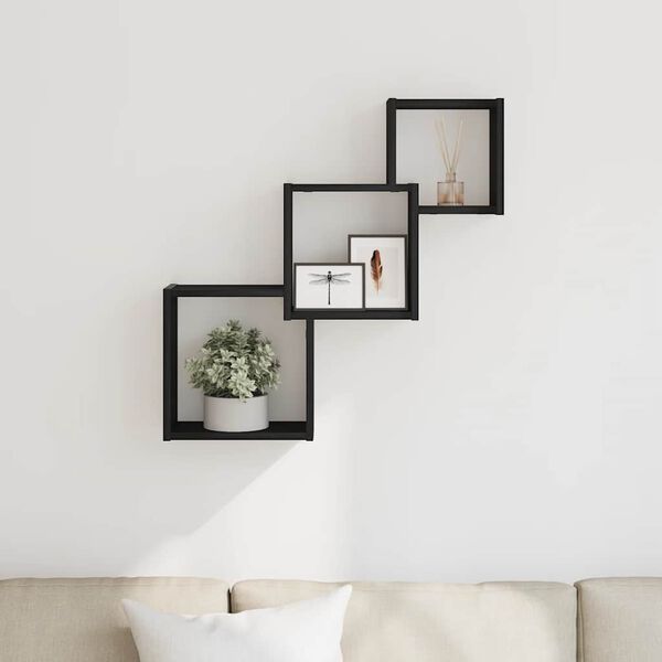 vidaXL Vegghyller kubeformet svart eik 68x15x68 cm konstruert tre