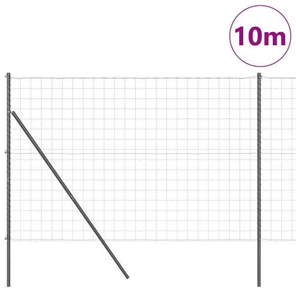 vidaXL Gjerde med stolpe Gr&aring; 1,6 x 10 m St&aring;l og PVC