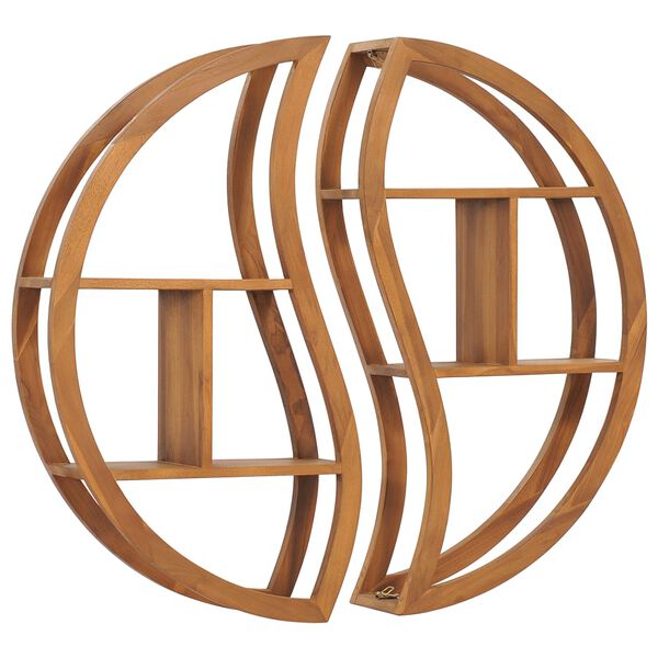vidaXL Vegghylle yin og yang 100x20x100 cm heltre teak