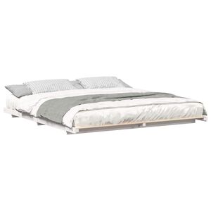 vidaXL Sengestamme Hvit 200 x 200 cm Massiv furu