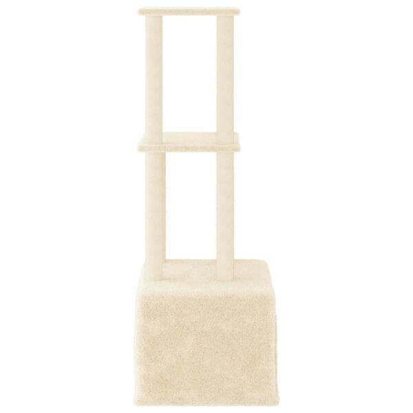 vidaXL Kattetre med klorestolper i sisal kremhvit 133,5 cm