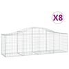 vidaXL Gabionkurver buede 8 stk 200x50x60/80 cm galvanisert jern