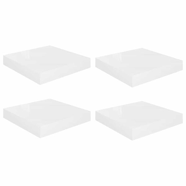 vidaXL Flytende vegghyller 4 stk h&oslash;yglans hvit 23x23,5x3,8 cm MDF