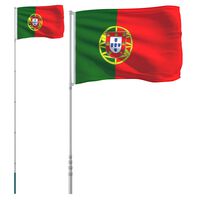 vidaXL Portugisisk flagg og stang 5,55 m aluminium