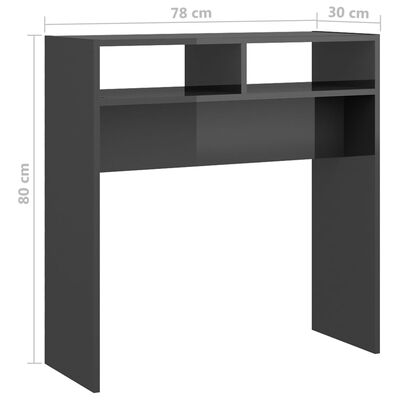 vidaXL Konsollbord høyglans grå 78x30x80 cm sponplate