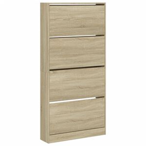 vidaXL Skoskap med 4 vippeskuffer sonoma eik 80x21x163,5 cm
