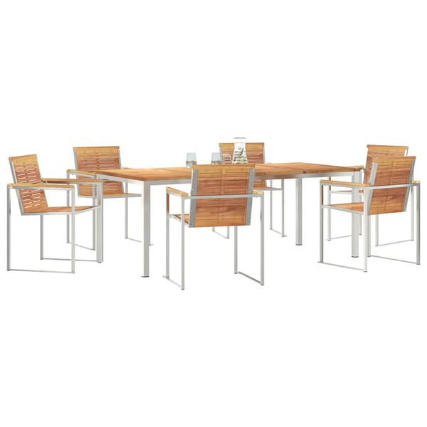 vidaXL HageSpisestueSett 7 pcs MassivTeakTre