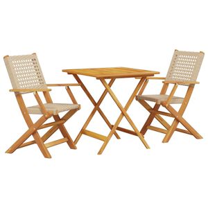vidaXL Bistrosett 3 deler beige polyrotting og heltre