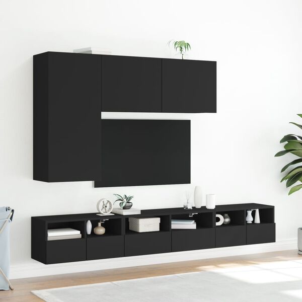 vidaXL Veggmonterte TV-benker svart 60x30x30 cm konstruert tre