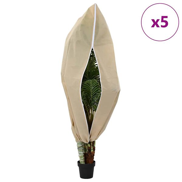 vidaXL Frostbeskyttelse Plantefleece Dekker 5 pcs Beige 1,55 x 1,55 m