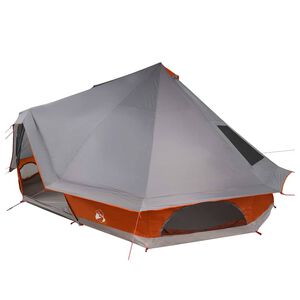 vidaXL Tipi telt 10-personers Gr&aring; og Oransje taft