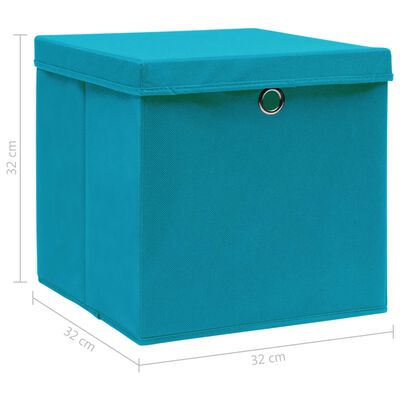 vidaXL Oppbevaringsbokser med lokk 4 stk babyblå 32x32x32 cm stoff