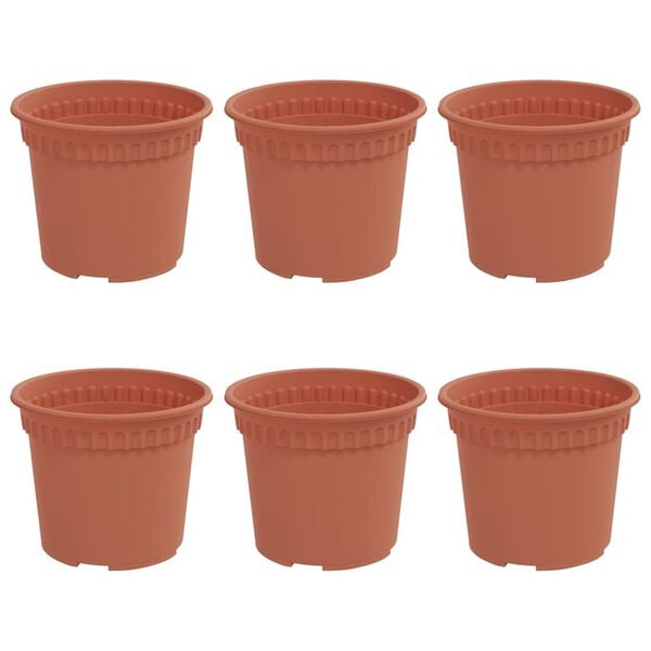 vidaXL Rund Blomsterpotte 6 pcs Klinker R&oslash;d &Oslash; 12,5 x 10 cm Plast
