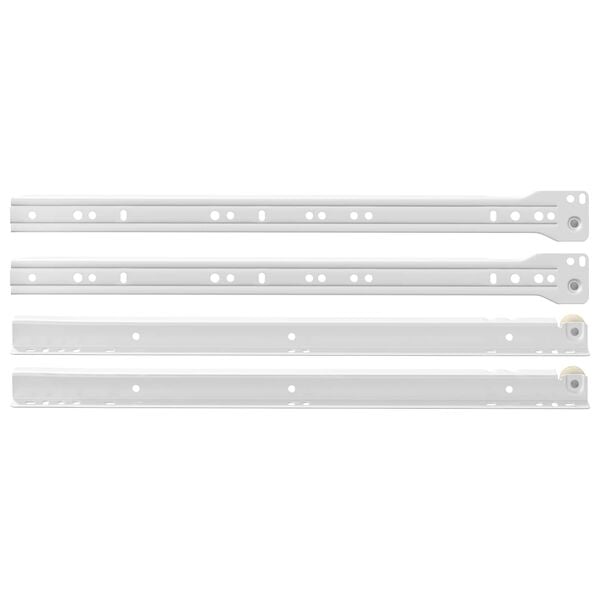 vidaXL Skuffeskinne 12 pcs Hvit 400 mm St&aring;l