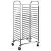 vidaXL brettvogn med 32 GN-beholdere 75x55x162,5 cm rustfritt stål