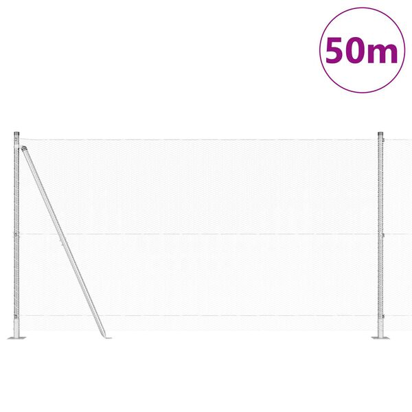 vidaXL Gjerdep&aring;le s&oslash;lv 50 x 1,2 m (13 mm nett) St&aring;l