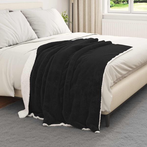 vidaXL Kastteppe Svart 130 x 150 cm Fleece