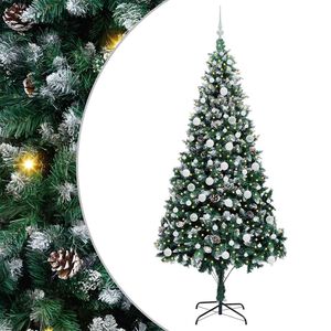 vidaXL Kunstig juletre med 300 LED gr&oslash;nn 210 cm PVC og St&aring;l og Plast