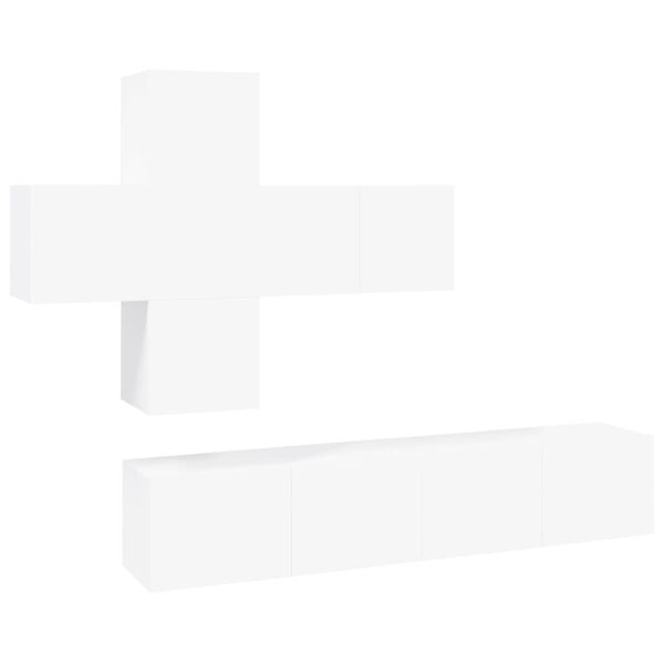vidaXL TV-skapsett 7 deler hvit konstruert tre