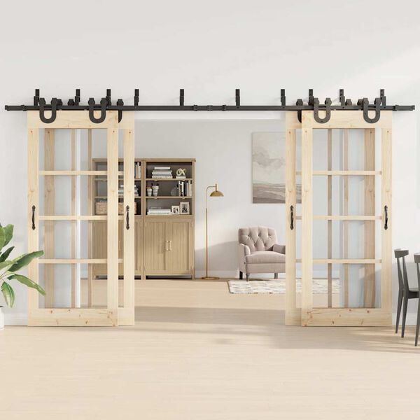 vidaXL Utstyr for skyvedør 400 cm stål svart