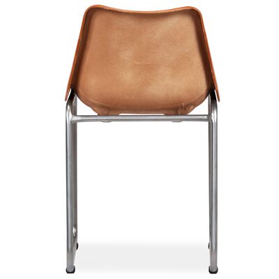 vidaXL Spisestoler 2 stk brun og beige ekte lær og lerret