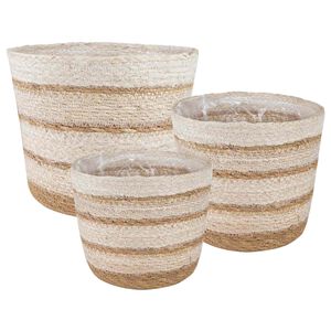 vidaXL 3 stk. Naturlig, Hvit og Beige &Oslash;26 x 19 cm 100% sj&oslash;gress