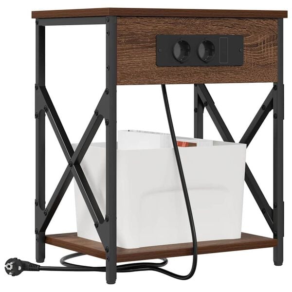 vidaXL Nattbordskap 2 pcs Brun Eik 41 x 31 x 51 cm Konstruert tre