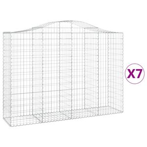 vidaXL Gabionkurver buede 7 stk 200x50x140/160 cm galvanisert jern