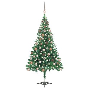 vidaXL Forh&aring;ndsbelyst kunstig juletre med kulesett 120 cm 230 grener