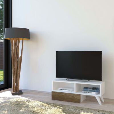 Homemania TV-benk Active 140x29,7x35 cm hvit og valnøtt
