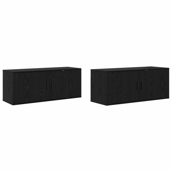 vidaXL Veggmontert TV-hylle sett 2 pcs Svart Eik 100 x 34,5 x 40 cm