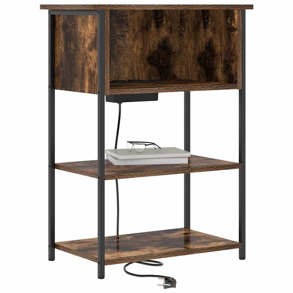 vidaXL Nattbordskap R&oslash;kt eik 55 x 31 x 76 cm Konstruert tre