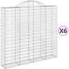 vidaXL Gabionkurver buede 6 stk 200x50x180/200 cm galvanisert jern