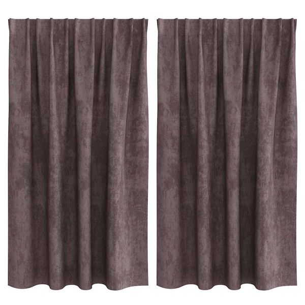 vidaXL Fl&oslash;yel Gardiner med gardiner 2 pcs Brun 140 x 140 cm Fl&oslash;yel