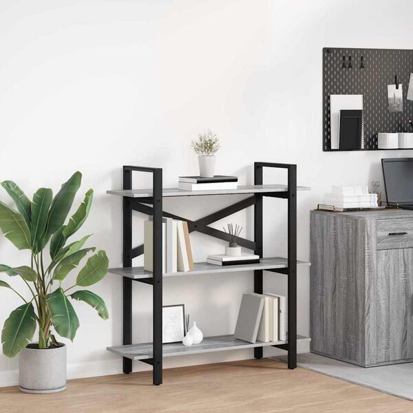 vidaXL Bokhylle Gr&aring; Sonoma 100 x 33,5 x 102 cm Konstruert tre