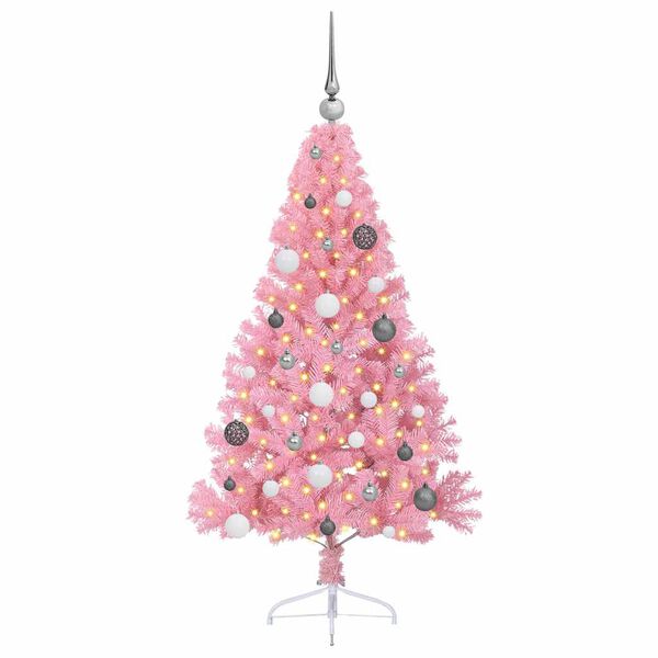 vidaXL Kunstig Forh&aring;ndsopplyst Juletre med 150 LED Rosa 150 cm PVC