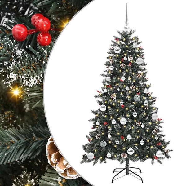 vidaXL Kunstig juletre med 150 LED gr&oslash;nn 150 cm PVC og plast og st&aring;l