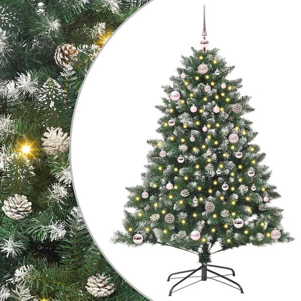 vidaXL Kunstig juletre med 150 LED gr&oslash;nn 150 cm PVC og plast og st&aring;l
