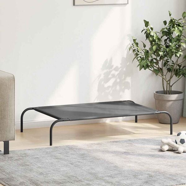 vidaXL Forhøyet hundeseng grå 110x65x20 cm tekstil og stål