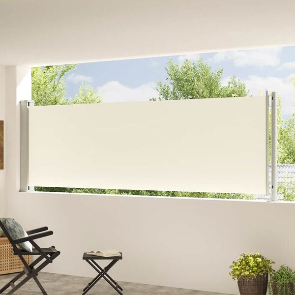 vidaXL Uttrekkbar sidemarkise 117x600 cm kremhvit