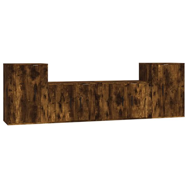 vidaXL TV-skapsett 4 deler r&oslash;kt eik konstruert tre