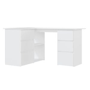 vidaXL Skrivebord for hj&oslash;rne hvit 145x100x76 cm konstruert tre