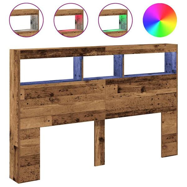 vidaXL Hodegavl skap med LED gammelt tre 160x17x102 cm