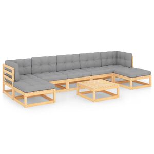 vidaXL Hagesofagruppe med puter 8 deler heltre furu