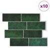 vidaXL Subway-flis 10 pcs Mørkegrønn 29.4 x 21.4 cm Polyuretan og PET