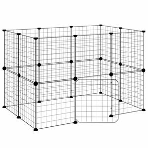 vidaXL Dyrebur 20 paneler med d&oslash;r svart 105x70x70 cm st&aring;l