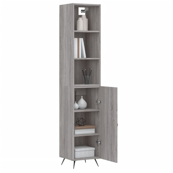 vidaXL Highboard grå sonoma 34,5x34x180 cm konstruert tre