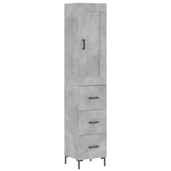 vidaXL Highboard betonggrå 34,5x34x180 cm konstruert tre